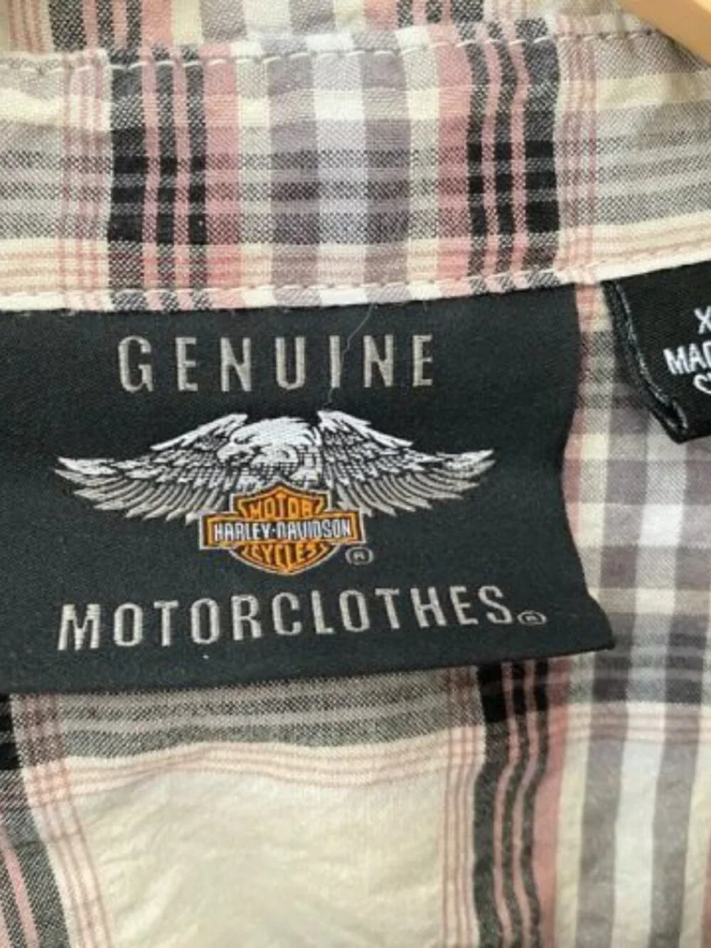 Harley Davidson Motorcycles Women’s Short Sleeve Button Plaid Shirt Size XL - Picture 4 of 4